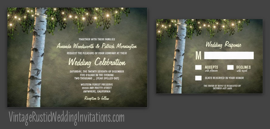 Birch tree wedding invitations
